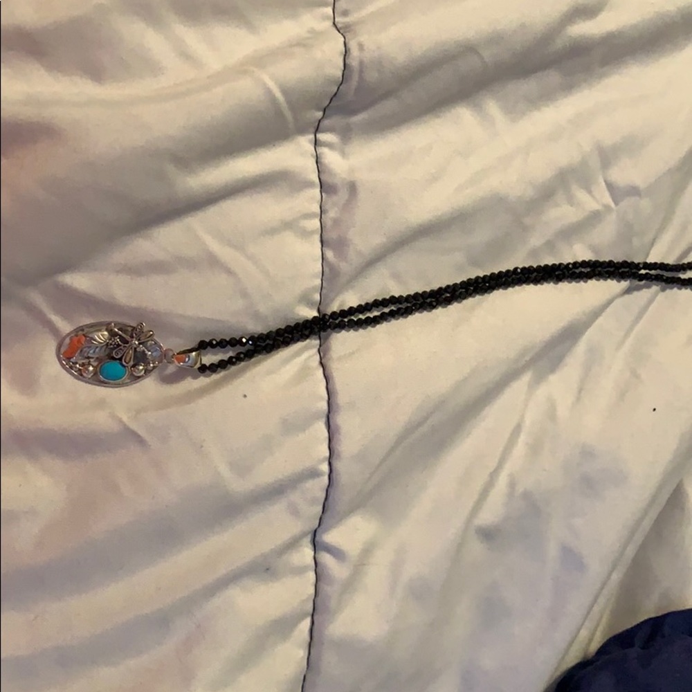 Silver and black necklace